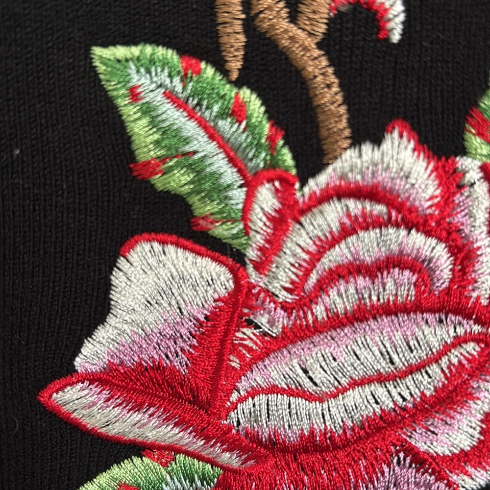 INC International Concepts Black Daisy/ Rose Embroidered Knit Dress, Size Small - Picture 14 of 14